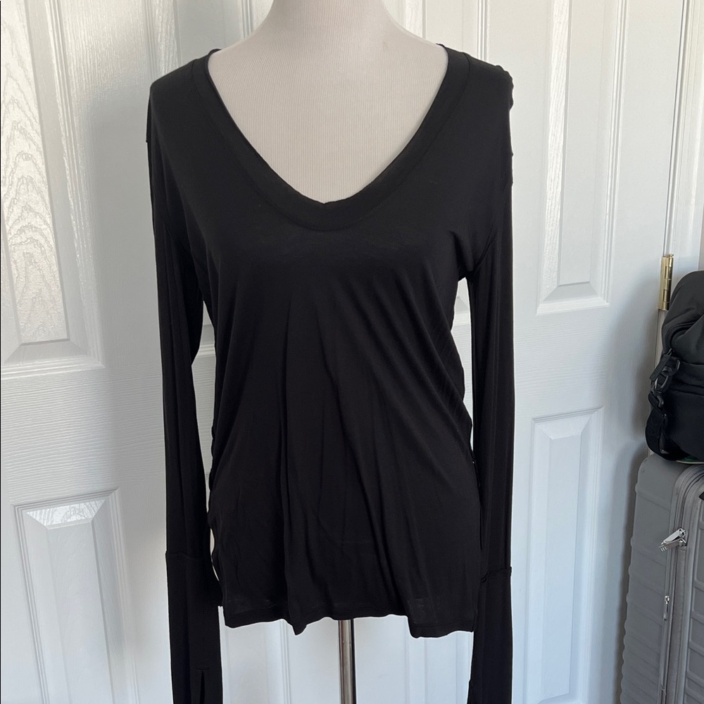 Free People Black V-Neck Women's Top size Small